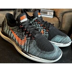 Nike Free 4.0 Flyknit Men's Size 10.5 Running Shoes Black Orange Teal Comfort